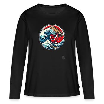 Kanagawa Madness, Japon - T-shirt manches longues Premium bio Femme - noir - Devant - Julia (174cm)