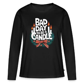 Couronne de l’Avent 4ème bougies de l’Avent réveillon de Noël drôle - T-shirt manches longues Premium bio Femme - noir - Devant - Julia (174cm)