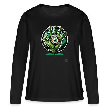 Main Mutant Zombie Vert avec Œil - T-shirt manches longues Premium bio Femme - noir - Devant - Julia (174cm)