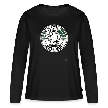 Pas question! Pouces vers le bas cochon - T-shirt manches longues Premium bio Femme - noir - Devant - Julia (174cm)