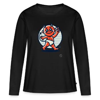 Style de dessin animé rétro vintage : Petit diable mignon - T-shirt manches longues Premium bio Femme - noir - Devant - Julia (174cm)