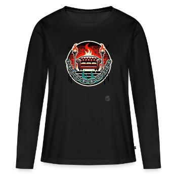 Das Sofa - Frauen Premium Bio Langarmshirt - Schwarz - Vorne - Julia (174cm)
