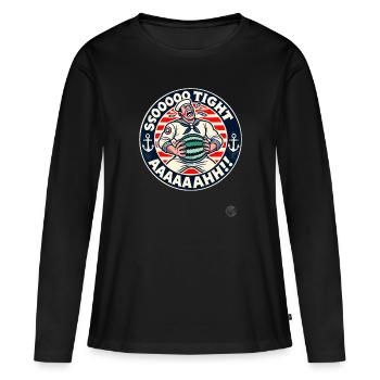 Weinender Seemann mit Melone: Es ist so eng! - Frauen Premium Bio Langarmshirt - Schwarz - Vorne - Julia (174cm)