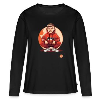 Slav Squat Tracksuit Gopnik Mode Design - Frauen Premium Bio Langarmshirt - Schwarz - Vorne - Julia (174cm)