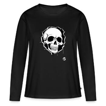 Crâne perçant le mur - T-shirt manches longues Premium bio Femme - noir - Devant - Julia (174cm)
