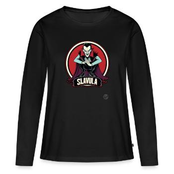 Slav Dracula : Slavula Gopnik Vampire - T-shirt manches longues Premium bio Femme - noir - Devant - Julia (174cm)