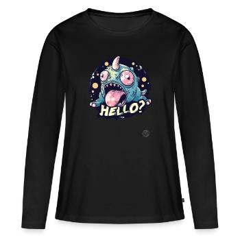Crazy Unicorn Lizards Hello - Women's Premium Organic Long Sleeve Shirt - black - Front - Julia (174cm)
