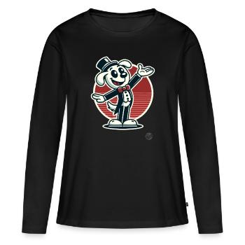 Retro cartoon dog as director and entertainer - Women's Premium Organic Long Sleeve Shirt - black - Front - Julia (174cm)