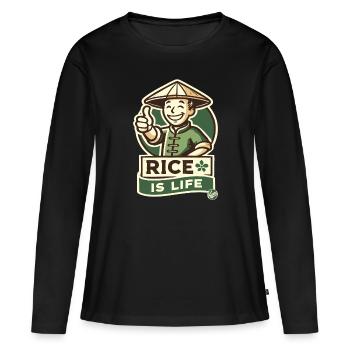 Rice farmer thumbs up - rice is life - Women's Premium Organic Long Sleeve Shirt - black - Front - Julia (174cm)