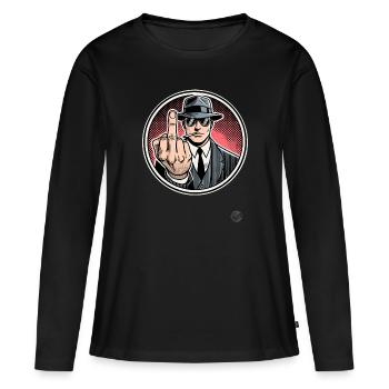 Cool, unfriendly greetings from the gentleman - Women's Premium Organic Long Sleeve Shirt - black - Front - Julia (174cm)