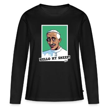 L’évêque dit : Bonjour mes brebis - T-shirt manches longues Premium bio Femme - noir - Devant - Julia (174cm)