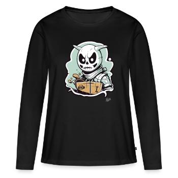 Skelett Hase Dieb - Frauen Premium Bio Langarmshirt - Schwarz - Vorne - Julia (174cm)