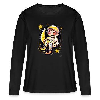 Astronaute détendu dans l’espace - T-shirt manches longues Premium bio Femme - noir - Devant - Julia (174cm)