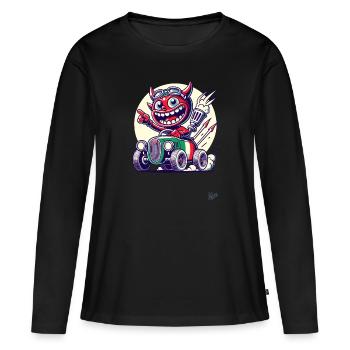 Petit diable de voiture italien - T-shirt manches longues Premium bio Femme - noir - Devant - Julia (174cm)
