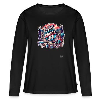 Street Style Urbain Hard Life - T-shirt manches longues Premium bio Femme - noir - Devant - Julia (174cm)