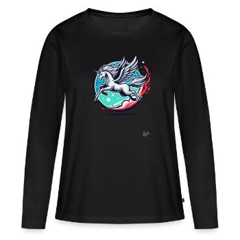 La licorne Pégase - T-shirt manches longues Premium bio Femme - noir - Devant - Julia (174cm)