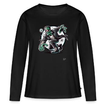 Le Cyclope Vert Monstre Zombie Mort-vivant - T-shirt manches longues Premium bio Femme - noir - Devant - Julia (174cm)