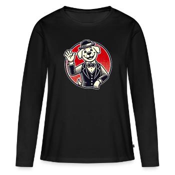 Gentleman retro dog greets friendly - Women's Premium Organic Long Sleeve Shirt - black - Front - Julia (174cm)
