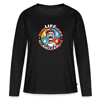 La vie n’est pas juste - T-shirt manches longues Premium bio Femme - noir - Devant - Julia (174cm)