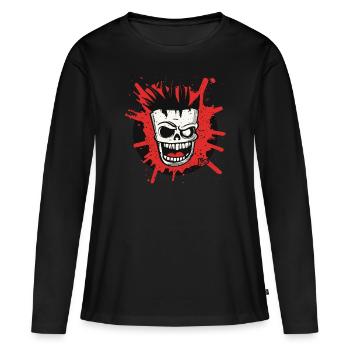 Masque de crâne du chaos Freak - T-shirt manches longues Premium bio Femme - noir - Devant - Julia (174cm)