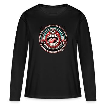 Monstre fou drôle Cyclope - T-shirt manches longues Premium bio Femme - noir - Devant - Julia (174cm)