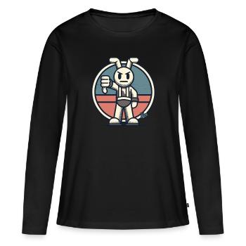 Lièvre critique, pouce vers le bas - T-shirt manches longues Premium bio Femme - noir - Devant - Julia (174cm)