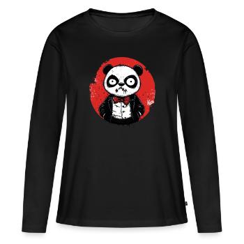 Panda déçu en colère en smoking - T-shirt manches longues Premium bio Femme - noir - Devant - Julia (174cm)