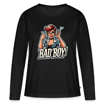 Ton professeur dit, pouce en l’air, mauvais garçon - T-shirt manches longues Premium bio Femme - noir - Devant - Julia (174cm)