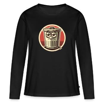 Langeweile, nicht interessiert, lustiger Mülleimer - Frauen Premium Bio Langarmshirt - Schwarz - Vorne - Julia (174cm)
