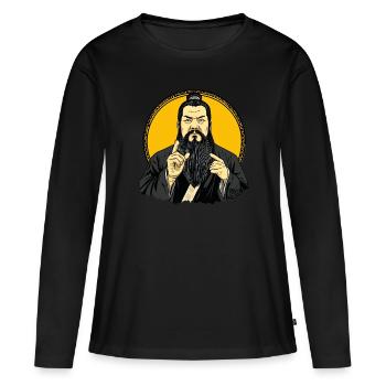 Parodie du philosophe chinois Confucius - T-shirt manches longues Premium bio Femme - noir - Devant - Julia (174cm)
