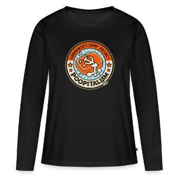 Parodie : Savon communiste contre le caca - T-shirt manches longues Premium bio Femme - noir - Devant - Julia (174cm)