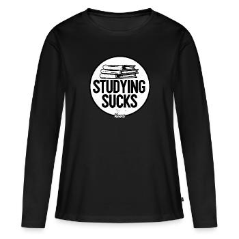 Learning is stupid - Women's Premium Organic Long Sleeve Shirt - black - Front - Julia (174cm)