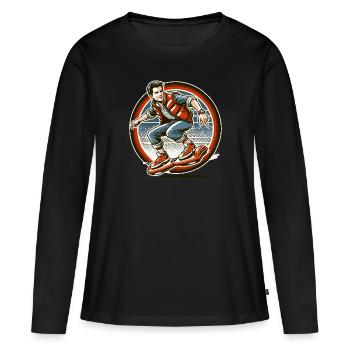 Hoverboarding ist zeitloser Spaß - Frauen Premium Bio Langarmshirt - Schwarz - Vorne - Julia (174cm)