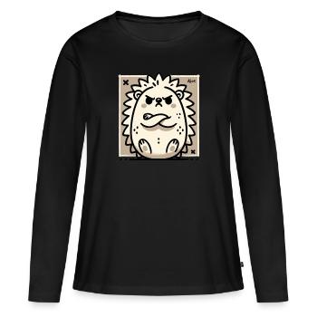 Sulking and offended cute hedgehog - Women's Premium Organic Long Sleeve Shirt - black - Front - Julia (174cm)