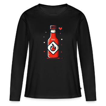 Flaming, hot and spicy sauce - Women's Premium Organic Long Sleeve Shirt - black - Front - Julia (174cm)