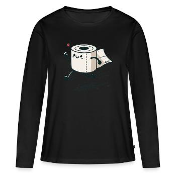 Schnelles Notfall-Toilettenpapier - Frauen Premium Bio Langarmshirt - Schwarz - Vorne - Julia (174cm)