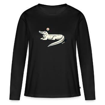 Cool Alligator – Décontracté et élégant - T-shirt manches longues Premium bio Femme - noir - Devant - Julia (174cm)