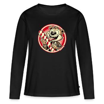 Drôle d’animal en costume avec une canne à sucre - T-shirt manches longues Premium bio Femme - noir - Devant - Julia (174cm)