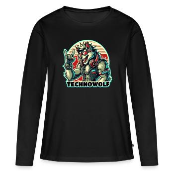 Techno-Wolf: Electronic Music Beats - Women's Premium Organic Long Sleeve Shirt - black - Front - Julia (174cm)