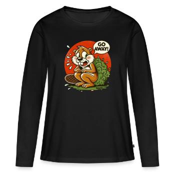 L’écureuil fait une pause derrière la brousse, va-t’en ! - T-shirt manches longues Premium bio Femme - noir - Devant - Julia (174cm)