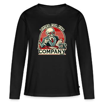 La vie de bureau de l’entreprise, le travail jusqu’à la mort - T-shirt manches longues Premium bio Femme - noir - Devant - Julia (174cm)