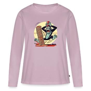 Pancake monkey – chaos with syrup - Women's Premium Organic Long Sleeve Shirt - dusky pink - Front - Julia (174cm)
