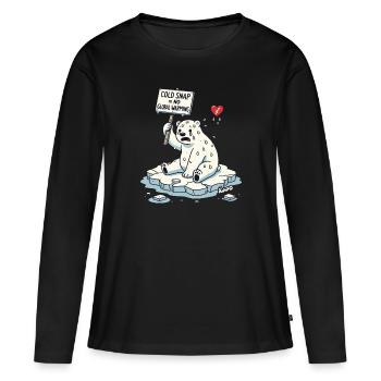 Schwitzender Eisbär Klimawandel Protest - Frauen Premium Bio Langarmshirt - Schwarz - Vorne - Julia (174cm)