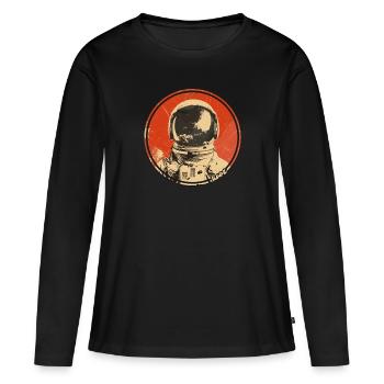 Retro Astronaut Weltraum-Design - Frauen Premium Bio Langarmshirt - Schwarz - Vorne - Julia (174cm)