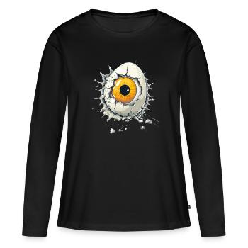 Auge im Ei – Surreales Kunstwerk - Frauen Premium Bio Langarmshirt - Schwarz - Vorne - Julia (174cm)