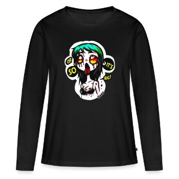 Oh, c’est tellement grand : Zombie d’horreur choqué - T-shirt manches longues Premium bio Femme - noir - Devant - Julia (174cm)