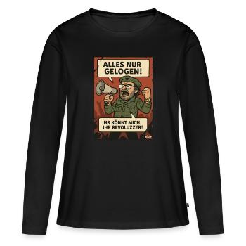All just a lie! Revolutionary parody - Women's Premium Organic Long Sleeve Shirt - black - Front - Julia (174cm)