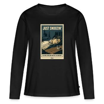 Ronfler simplement – la sieste du siècle - T-shirt manches longues Premium bio Femme - noir - Devant - Julia (174cm)