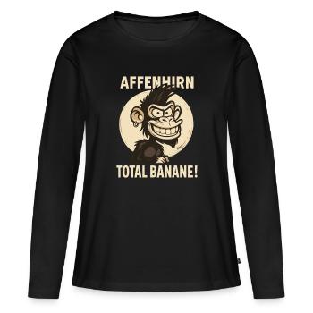 Monkey Brain - Singe de dessin animé de banane totale - T-shirt manches longues Premium bio Femme - noir - Devant - Julia (174cm)