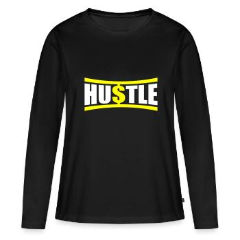 Hustle Spruch - Frauen Premium Bio Langarmshirt - Schwarz - Vorne - Julia (174cm)